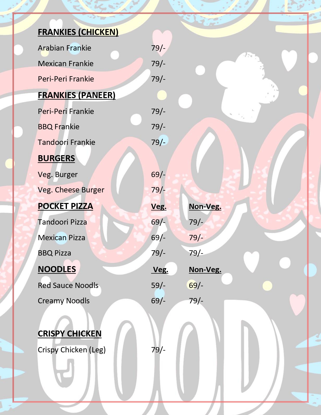 Hungry Bites 79 Menu - Frankies & Burgers